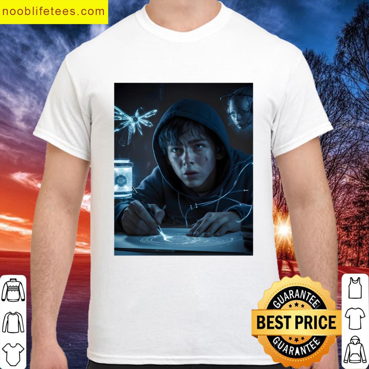 Hooded Teen Drawing Future Graphic premium shirt