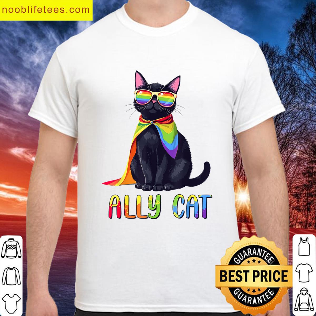 Ally Cat Lgbt Gay Pride Month 2025 Rainbow Equal Rights premium shirt
