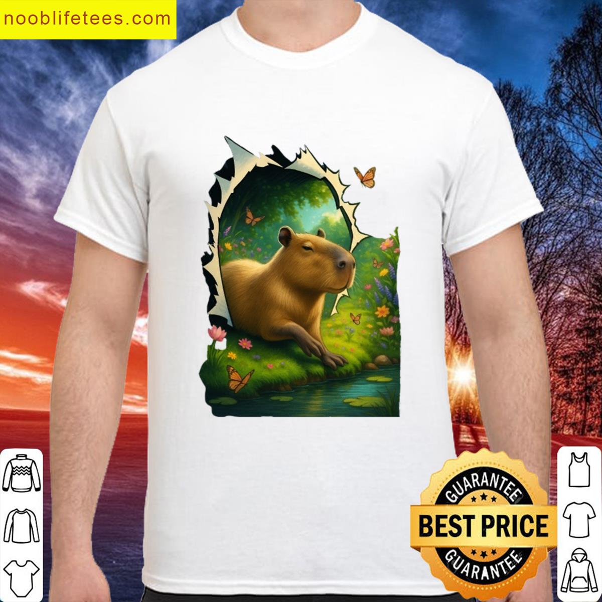 Capybara Passing Through A Magical Portal premium shirt
