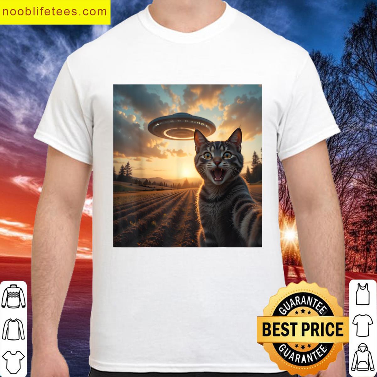 Cat Selfie With Alien Ufo Funny Cat Lovers Men Women Boys premium shirt