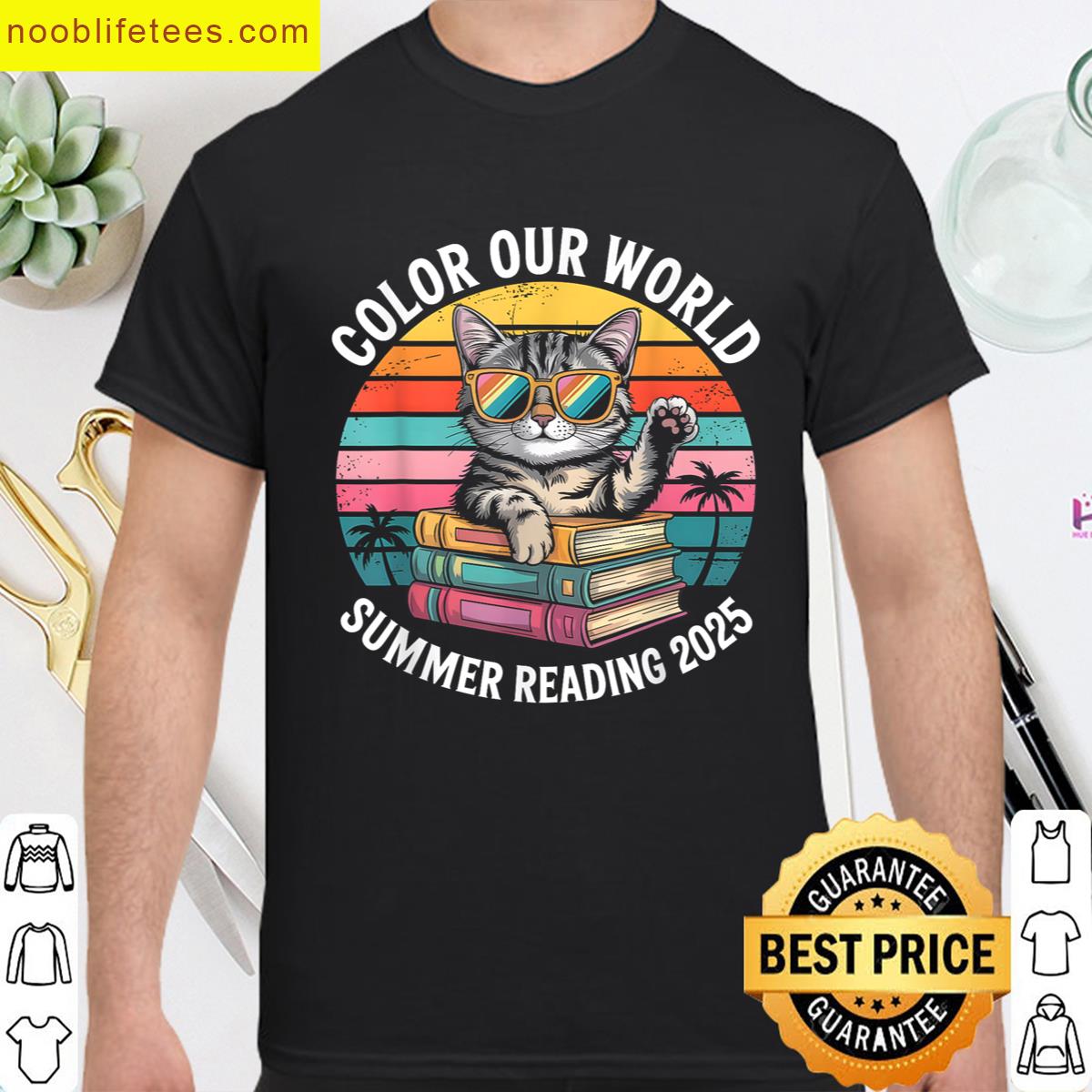 Color Our World Summer Reading 2025 Cat premium shirt