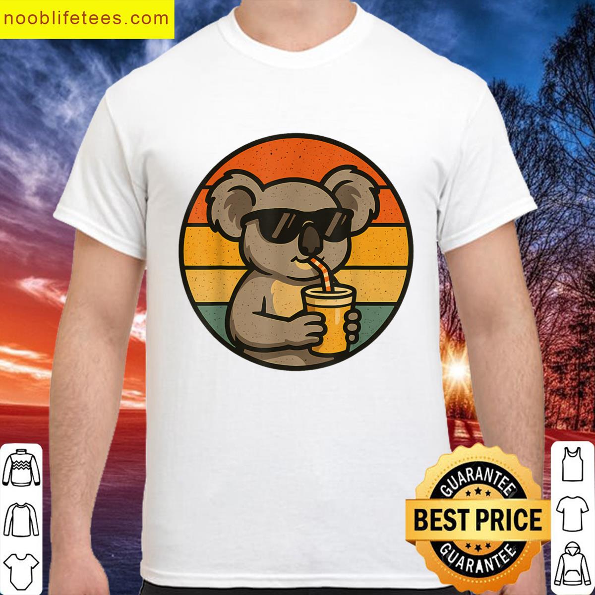 Cool Koala Sipping Drink Retro Style Funny Meme premium shirt