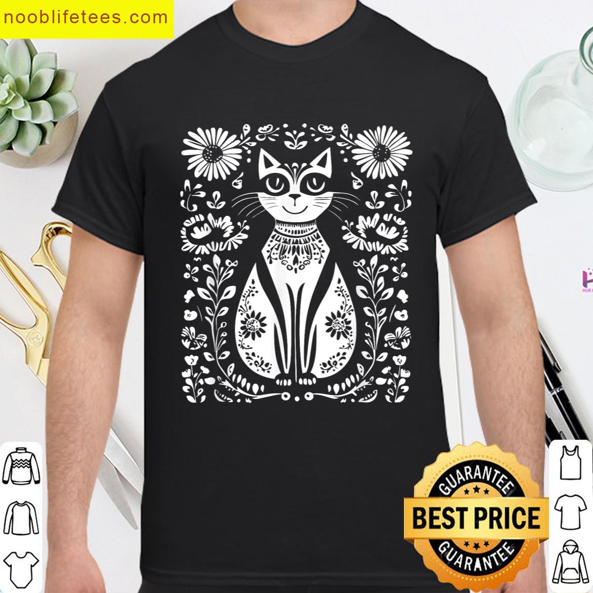 Cuddly Flowers Cat premium shirt