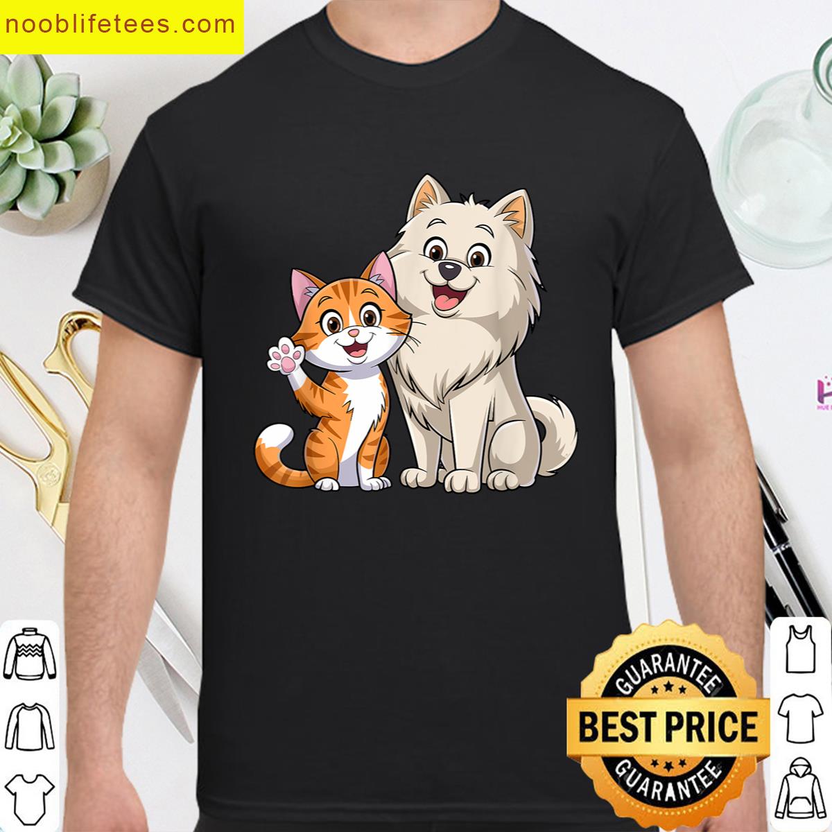 Cute Cat And Dog Design premium shirt