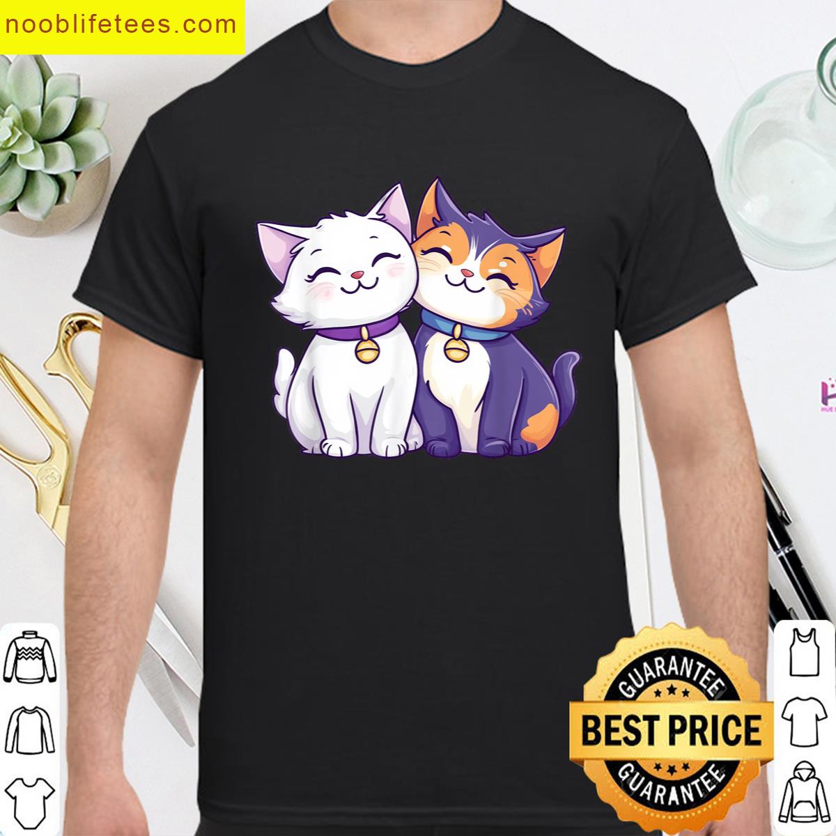 Cute Kawaii Cat Couple premium shirt