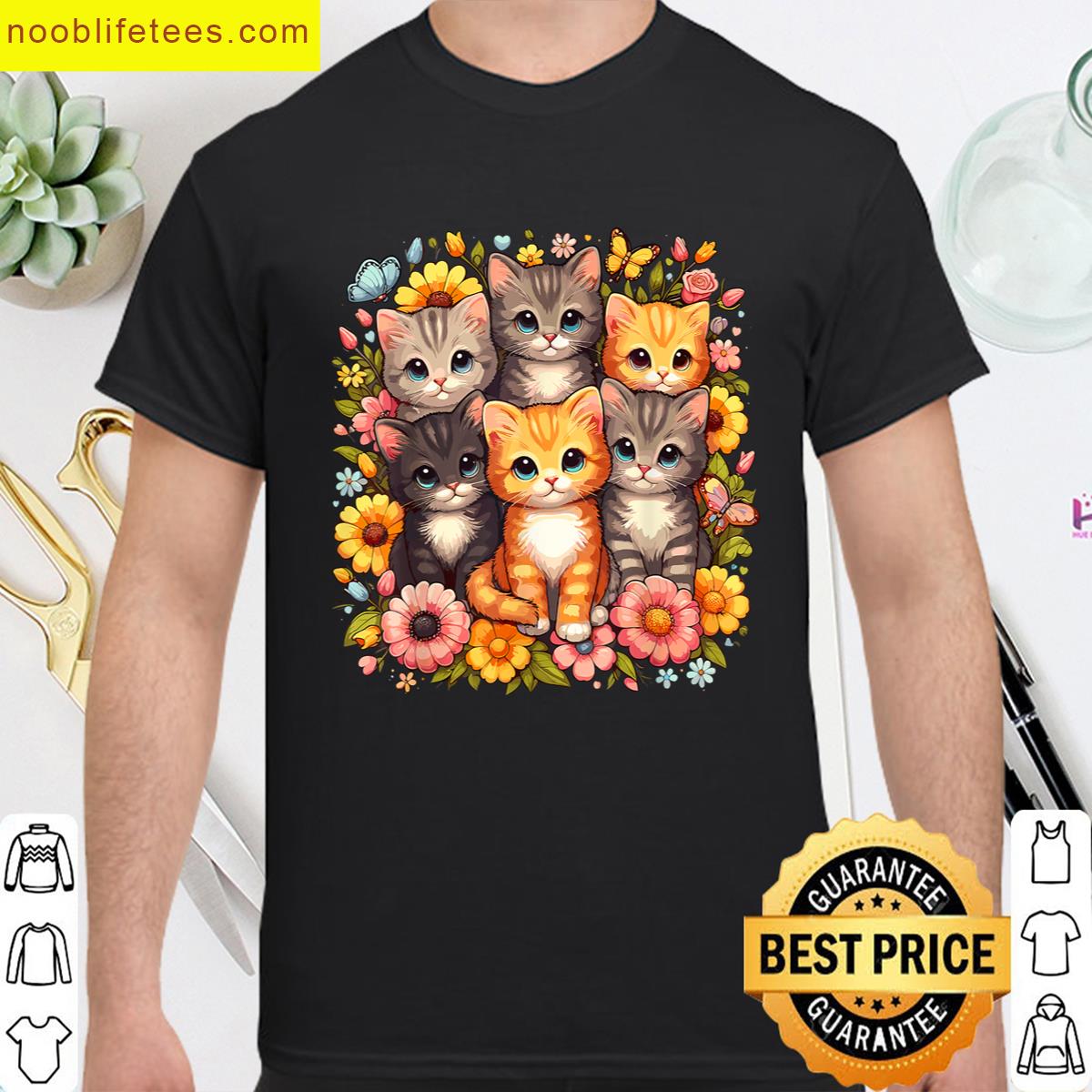 Cute Kittens Floral Cat premium shirt