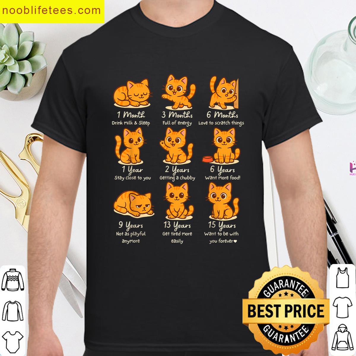 Cute Orange Cat Growth Meme Chubby Kitten Paw Meow Cat Lover premium shirt