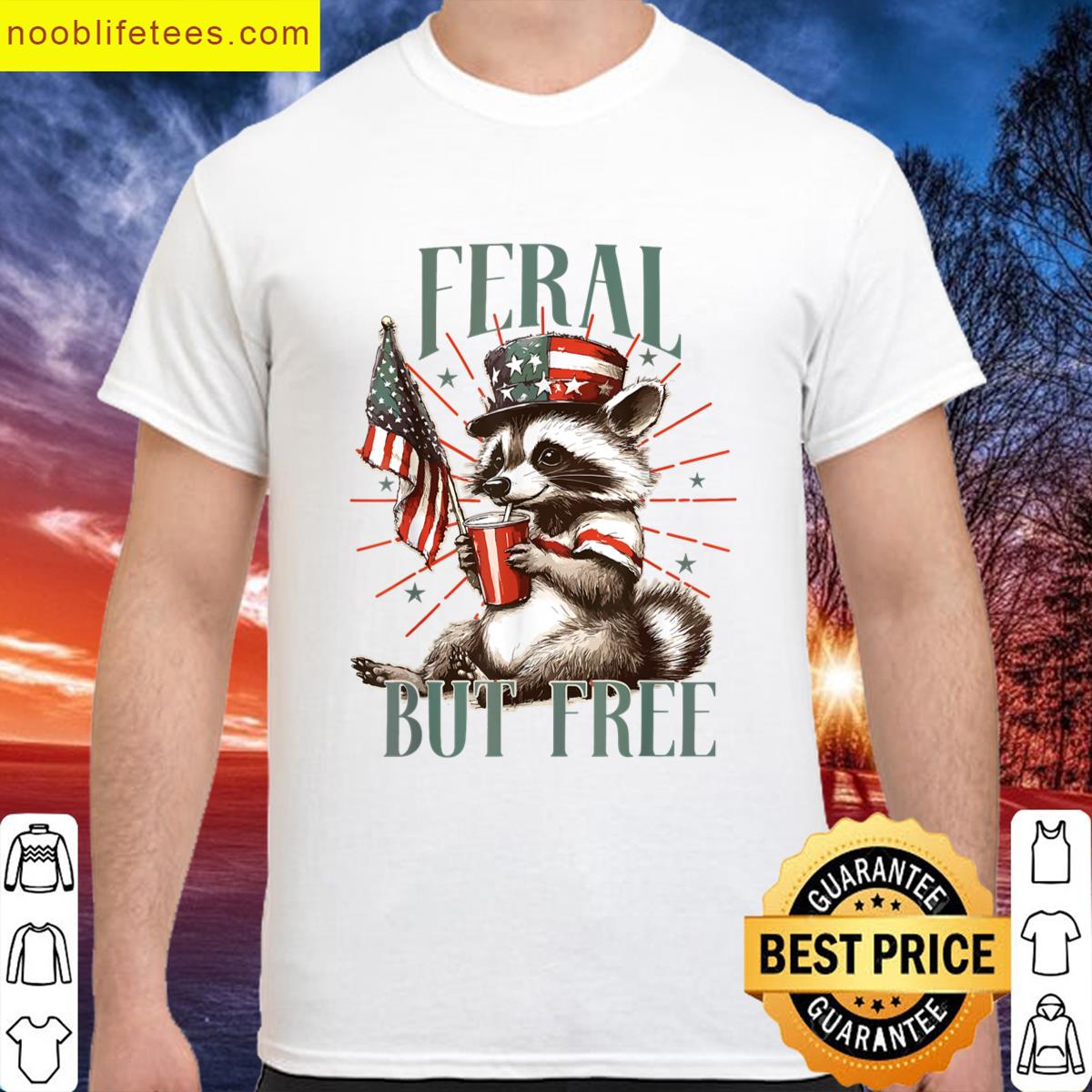 Feral But Free Funny Racoon Meme For Women Men 4th Of July premium shirt