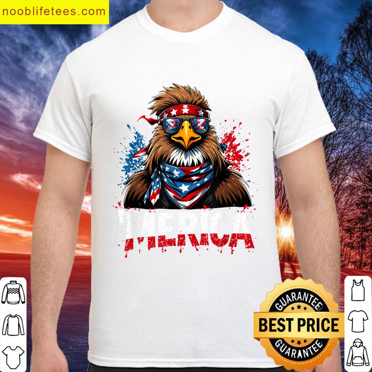 Funny American Flag Sasquatch Bigfoot Fireworks 4th Of July premium shirt