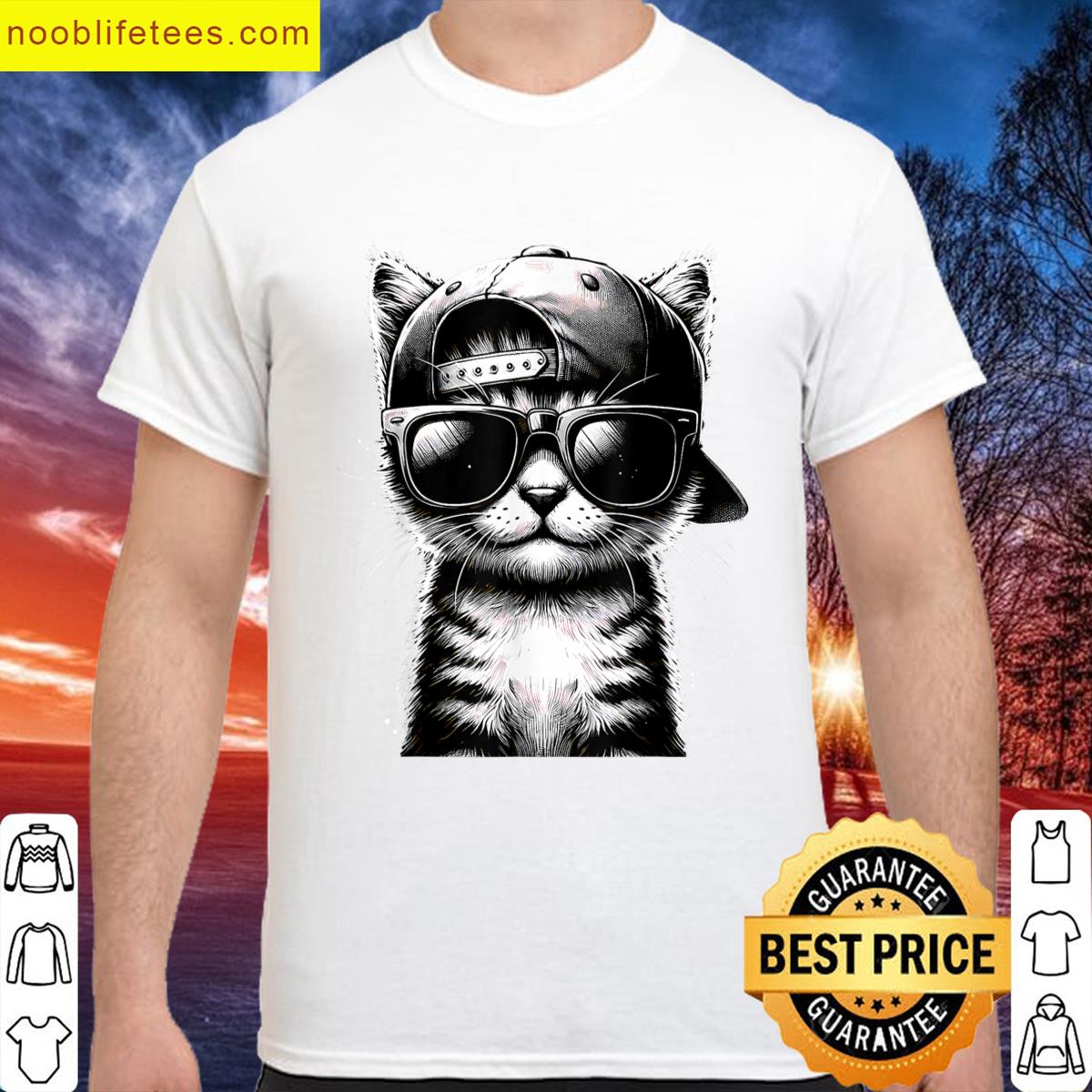 Funny Cat Face With Sunglasses premium shirt