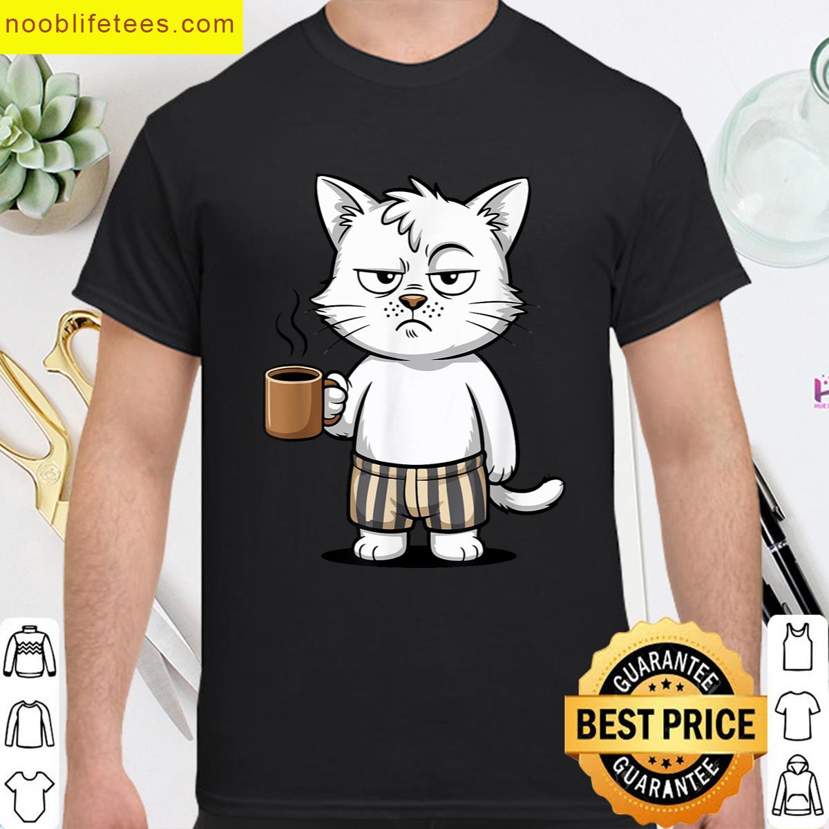 Funny Coffee Morning Cat premium shirt