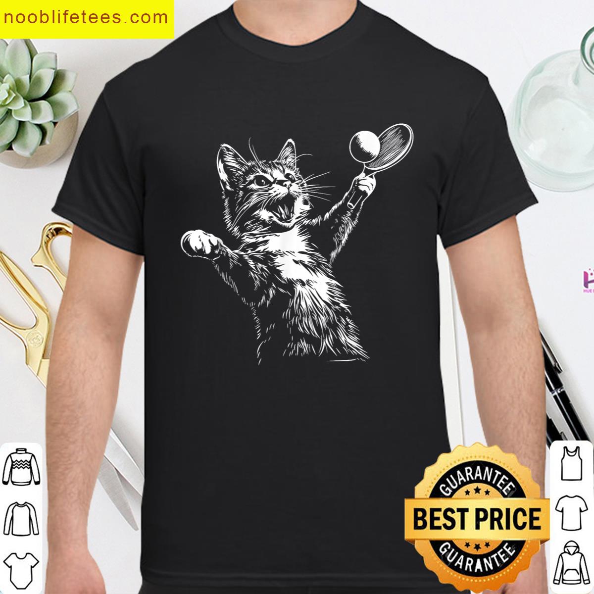 Funny Table Tennis Ping Pong Cat premium shirt