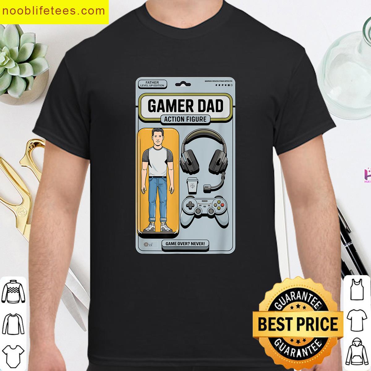 Gamer Dad Action Figure Level Up Meme Parody premium shirt