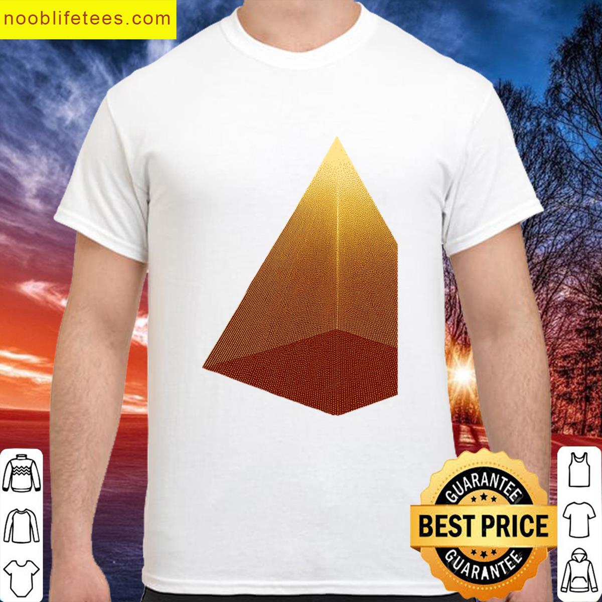 Golden Pyramid Monolithic Radiating Light Future Signal Yellow And Red Geometric Minimalist Design P premium shirt