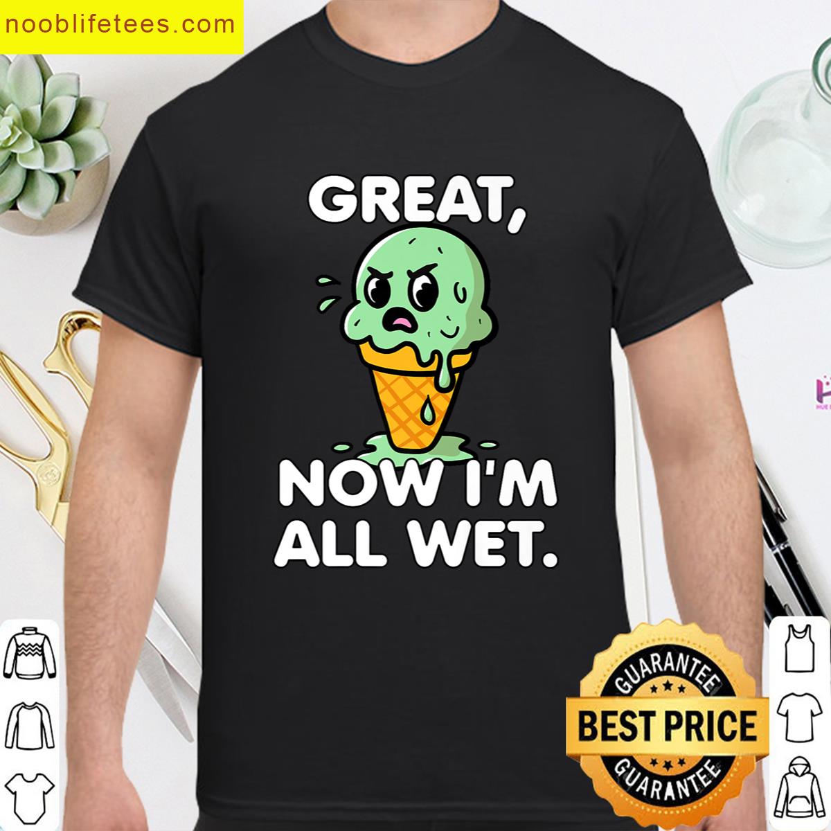 Great Now Im All Wet Meme Melted Ice Cream Graphic Premium premium shirt