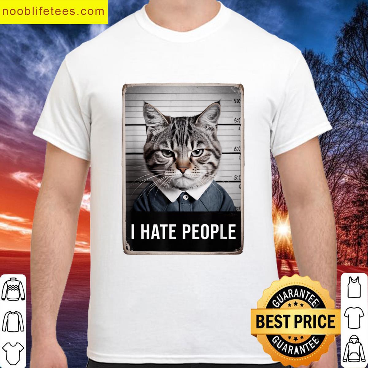 I Hate People Funny Cat Police Mugshot Cat Meme premium shirt