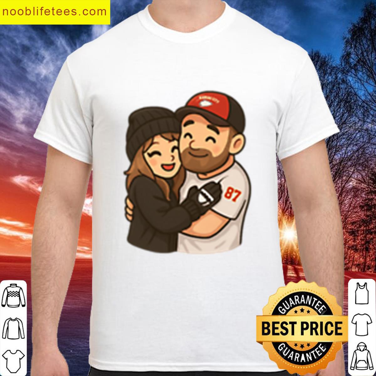 Kelce And Swift Hug Chibi Sticker premium shirt